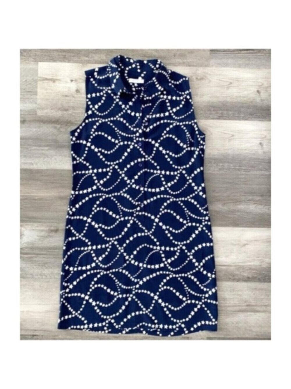 Equipment Dress Womens Small Blue White Star Print Lucinda Silk Shirt Button